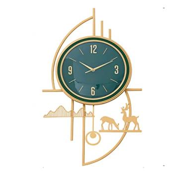 Imagem de Relógio de parede para decoração de sala de estar, relógios de parede grandes silenciosos, quartzo operado por bateria para quarto, escritório, cozinha, casa, relógio redondo de metal, decorativo de