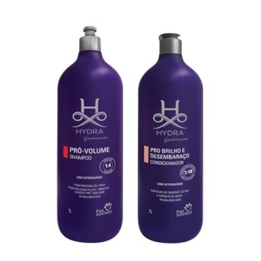 Imagem de Hydra Pet Society Kit Shampoo Concentrado Pro Volume com diluição 1:4 e Condicionador Concentrado com diluição 1:10 litros Pro Brilho e Desembaraço