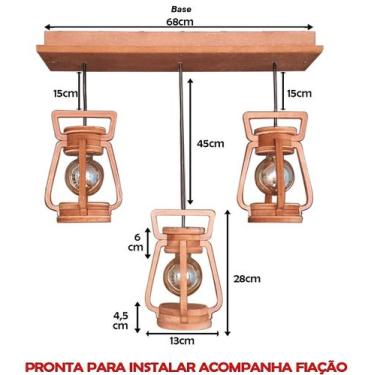 Imagem de Luminária Lustre Pendente 3 Lampião 4 Peças 110/220 V - ECO.START