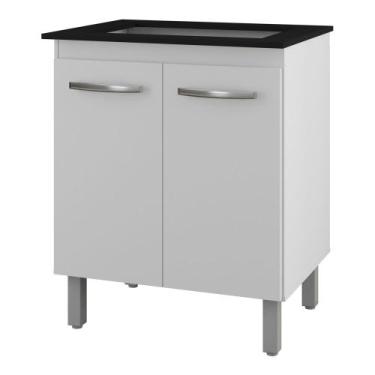 Imagem de Balcão Para Cooktop Jady 70cm 02 Portas Com Tampo Recortado Branco - A