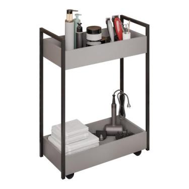 Imagem de Carrinho Auxiliar Para Salão de Beleza Lara 70cm em Aço com Rodízios G