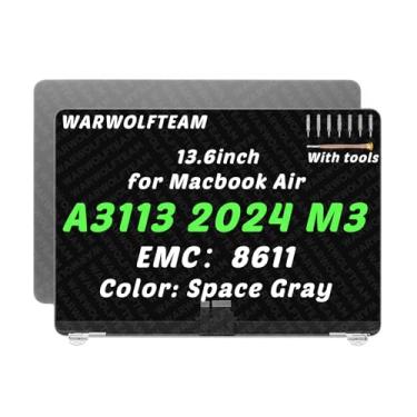 Imagem de WARWOLFTEAM 34.5 cm Compatível com MacBook Air Mac15,12 A3113 2024 M3 MRXN3xx/A MRXQ3xx/A 2560 x 1664 EMC: 8611 LCD LED Screen Digitalizador Substituição Montagem Completa (Cinza Espacial)