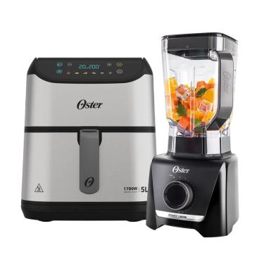 Imagem de Kit Oster Fritadeira Elétrica OFRT930 e Liquidificador OLIQ610 - Preto/Inox