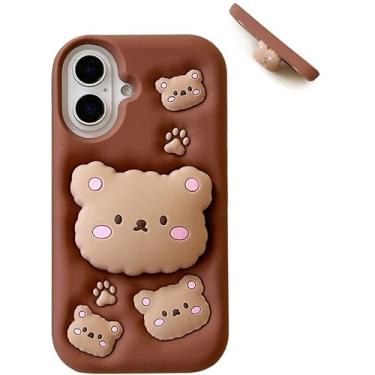 Imagem de TUFTA Kawaii 3D Urso de pelúcia Pop-Up Stand and Grip Capa de telefone para Samsung Galaxy A15 (4G/5G), capa de telefone de animal de desenho fofo para meninas, meninos, crianças, adolescentes e