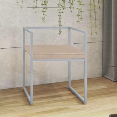 Imagem de Cadeira de Jantar Cubo Office Escritório Recepção Ferro Cinza Suede Bege - Ahz Móveis
