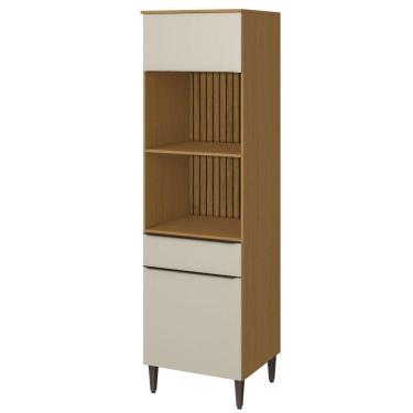 Imagem de Paneleiro Para Cozinha 2 Portas 1 Gaveta Com Nicho Para 2 Microondas Raiar Atacama-areia