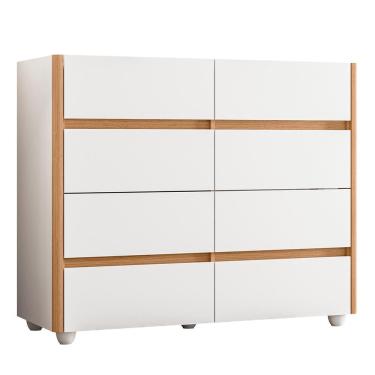 Imagem de Cômoda Aparador Infinite 8 Gavetas - Móveis Albatroz Branco/Freijó