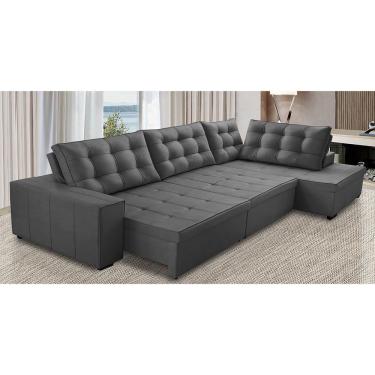 Imagem de Sofá de Canto Retrátil e Reclinável com Molas 3,00x2,00 ld Jacke Suede Cinza Madelina Decor