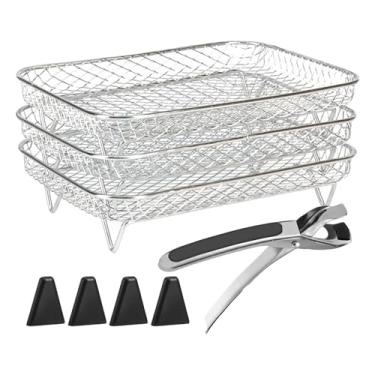 Imagem de Air Fryer Rack para forno, rack de churrasqueira air, Frita de ar para o forno, Acessórios de substituição de aço inoxidável de várias camadas multi-camadas para torradeira de cozinha