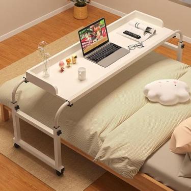 Imagem de Mesa de cama, mesa de mobilidade sobre a cama, mesa com rodas, altura e largura, ajustável, mesa para laptop, mesa extensível e multifuncional para sala de estar, quarto, escritório