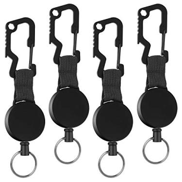 Imagem de Chaveiro retrátil da Vetoo com presilha de cinto, cabo de aço e chaveiro, porta-chaves multiferramentas, 4 Pack