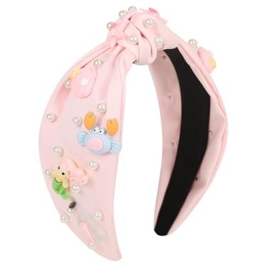 Imagem de Gmmidea Faixa de cabelo com nó oceânico para mulheres, meninas, com contas, concha do mar, estrela-do-mar, sereia, linda faixa de cabelo enfeitada com animais, sereia, decoração de festa de