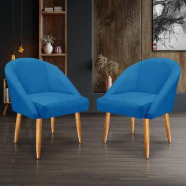 Imagem de KIT 2 Cadeira Lua Veludo Decorativa Luxo - SELMINHADECOR, azul turques