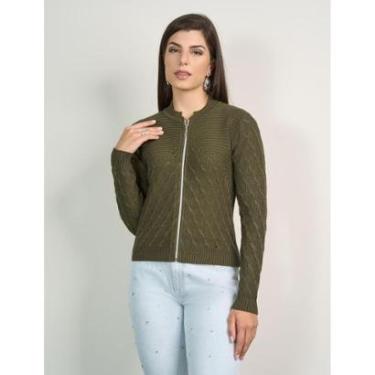 Imagem de Suéter Jaqueta Feminino Tricot Modal Premium Zíper Lindo Top-Feminino