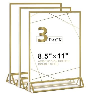 Imagem de PUWTN Suporte De Acrílico Para Placas 8,5 X 11 Polegadas - Pacote Com 3 Suportes Exposição Verticais Transparentes Dupla Face, Porta-Retratos, Porta-Folhetos E Porta-Papel Plástico Itens Exibição Es