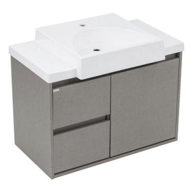 Imagem de Gabinete Para Banheiro Grigio E Madeira Atlas 54x78x42 Cm - Fabribam