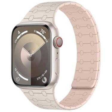 Imagem de Pulseira Apple Watch Amizee Magnetic Silicone Starlight Pink