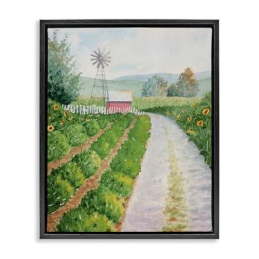 Imagem de Stupell Industries Arte de parede em tela flutuante com moldura preta Tranquil Farm Path, design de Stephanie Fielden, 25 x 31