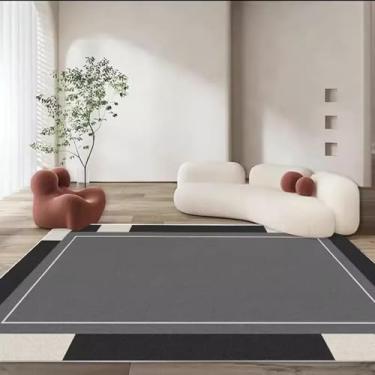 Imagem de Tapete para sala de estar, mesa de centro luxuosa, tapete preto e branco, moderno e minimalista, cobertor de cabeceira para quarto (160 x 230 cm (5,3 x 7,6 pés/X-SJR 19)