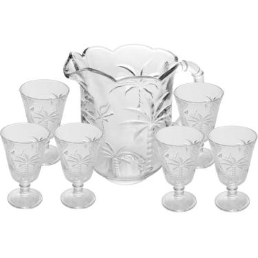 Imagem de Conjunto Jarra 1,3L e 6 Taças de Cristal 240ml Palm Lyor Hand Painting para Sucos Água