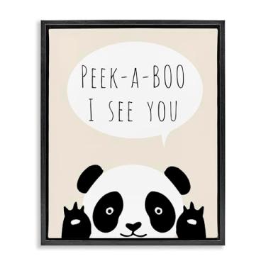Imagem de Stupell Industries Arte de parede em tela flutuante com urso panda Peek-a-Boo preto, design de Chen Alyesh, 25 x 31