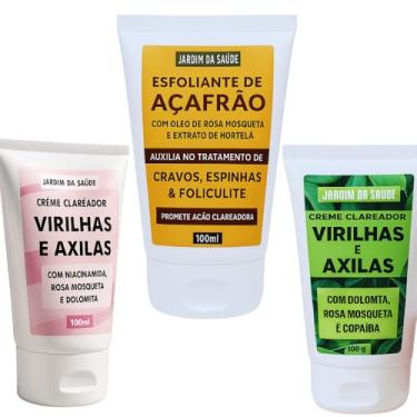 Imagem de Kit 3 Creme clareador de virilhas axilas com açafrão, Rosa Mosqueta, Niacinamida, Dolomita
