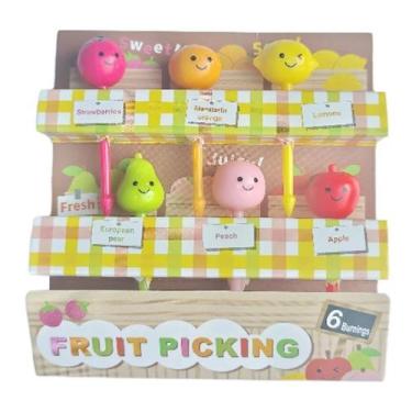 Imagem de Mini garfos palitos lanches infantis ANIMAIS - FRUTAS 06pçs - PromoGal