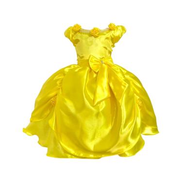 Imagem de Vestido Festa Amarelo Infantil Menina Bela e a Fera Luxo
