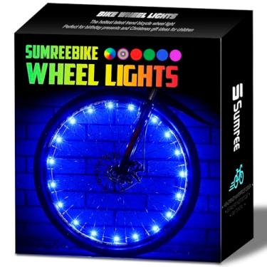 Imagem de Sumree Luzes LED para rodas de bicicleta, pacote com 2 pneus com baterias incluídas, luzes de bicicleta - presente de aniversário para crianças, adultos, meninos, meninas