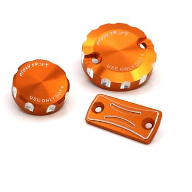 Imagem de Para KTM 690 DUKE R 14-18 1190 Adventure/R 14-16 1290 SUPER Adventure S/T/R 16-18 capa de cilindro de freio dianteiro traseiro 690DUKE ADV tampa de fluido de óleo de motocicletacrazy sport laranja CS-KTCOVER01