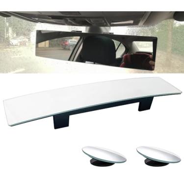 Imagem de Espelho retrovisor, espelho retrovisor panorâmico, espelho retrovisor traseiro sem moldura de encaixe para interior de carro grande angular para reduzir o ponto cego de forma eficaz para caminhões SUV de carros – convexo – (2 unidades de espelho de ponto cego)