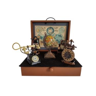 Imagem de Conjunto de 05 Miniaturas de Objetos Antigos em metal com Telefone - C