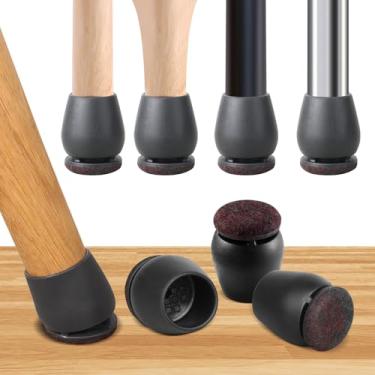 Imagem de GAGUIUP Protetores De Piso Para Pernas Cadeira Pequena, 16 Peças, Capas Metal Cadeira, Silicone Pés Pisos Madeira, Almofadas Redondas Feltro Móveis, Deslizadores Móveis Madeira (Preto, Serve 0,8" A