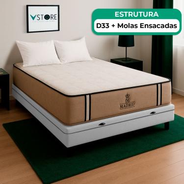 Imagem de Cama Box Baú Viúvo e Colchão Madrid Molas V-Store