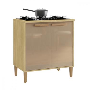 Imagem de Balcão Para Cooktop 4 Ou 5 Bocas Munique Wood Madeirado E Reflecta