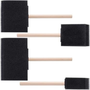 Imagem de Winsyison 4 pincéis de tinta de espuma, ferramenta de pintura de esponja de 4 tamanhos com cabo de madeira, pincel de esponja preta para pintura de vernizes e artesanato DIY (2,5 cm, 5 cm, 7,6 cm, 10