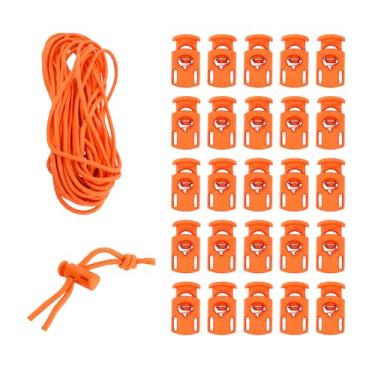 Imagem de Mandala Crafts Orange Shock Cord & Plastic Cord Locks for Elastic Drawstring Clips - Bungee String & Spring Toggle Cord Ends Stopper Clamps for Shoelace Paracord
