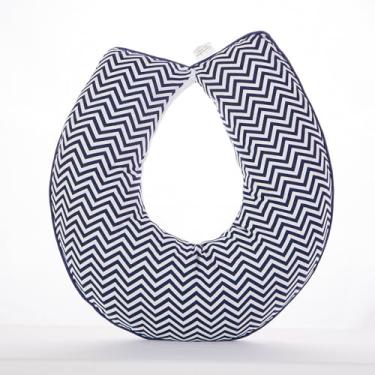 Imagem de Almofada de Amamentação Zig Zag Azul Marinho e Branco para Bebê