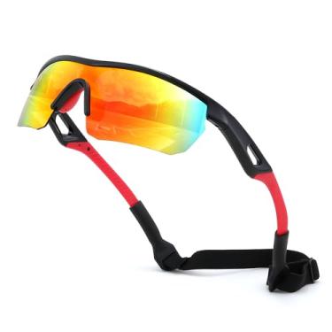 Imagem de FEISEDY Óculos de sol polarizados de beisebol infantil juvenil esportivo ciclismo armação leve UV400 meninos meninas B0236, 03 preto e vermelho, 67mm