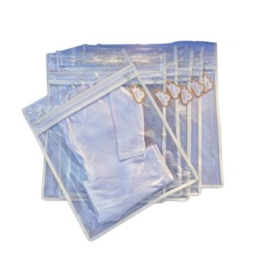 Imagem de Kit 06 saquinhos envelopes organizador de mala e saída maternidade + Tag de identificação de troca (Branco)