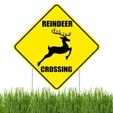 Imagem de Rogue River Tactical Placa De Jardim Clássica "Feliz Natal" Com Rena Cruzando Xing Para Decoração Casa E Gramado Estacas. Feliz Natal, Papai Noel.