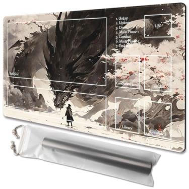Imagem de MTG Playmat Tamanho 61 x 35,5 cm Sacos de Armazenamento Grátis Suporte Antiderrapante, Ideal para Entusiastas de Jogos de Cartas TCG Playmat Mouse Pad, Shadow Dragon (Deck)