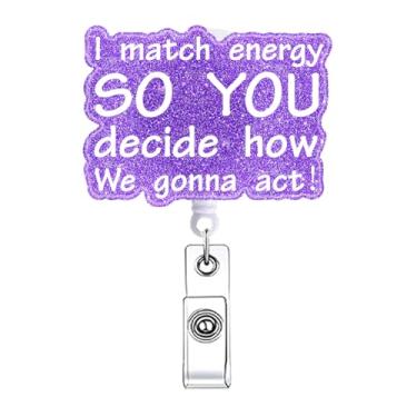 Imagem de Engraçado Enfermeira Carretel Retrátil Acessórios para Estudantes de Enfermagem I Match Energy Healthcare Badge Reels RN CNA Crachá Clipe para Cartão de Identificação Médica Acessórios de Enfermeira