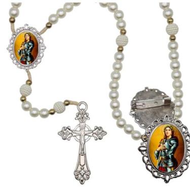Imagem de Terço Luxo com Broche Santa Joana D Arc Especial Resinado Orações Casa