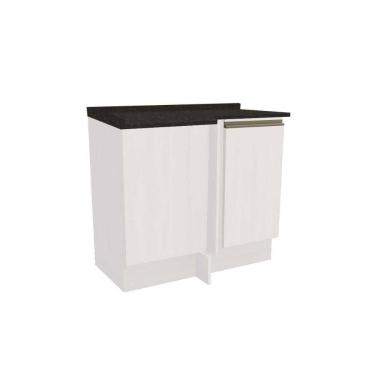 Imagem de Balcão Cozinha p/ Cooktop c/ Tampo Maxxi G748 Canto Reto c/ 1 Porta 80cm Branco/Preto - Kappesberg