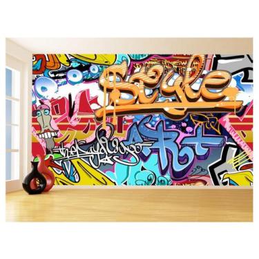 Imagem de Papel De Parede 3D Arte Graffiti Mural Grafite 3,5M Tra131 - Você Deco