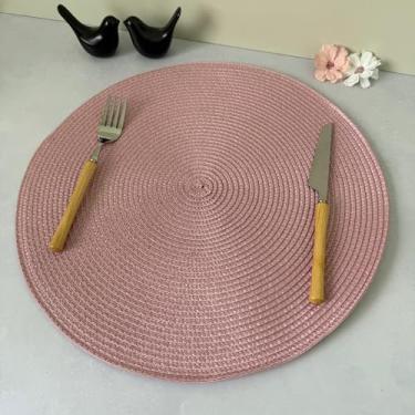 Imagem de Kit 4 Lugares Jogo Americano Redondo Descanso Prato Sousplat Supla De Mesa Posta Jantar (Rosa Claro JG)