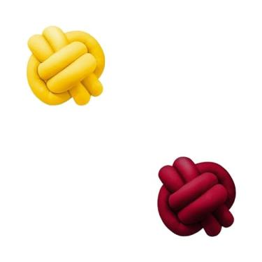 Imagem de Almofadas De Nó 28cm x 28cm Lindas Decorativas Sala Sofá Cama Cores (AMARELO E MARSALA)