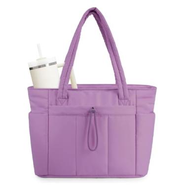 Imagem de Wandering Nature Sacola acolchoada com porta-copos, compartimento para laptop e capa de carrinho para viagens, trabalho, enfermeiras, mulheres, Roxa, Large