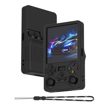 Imagem de SKRVGOJFG Case for R36S Plus, Silicone Cover Shell Anti-Slip, Shock Proof, Soft Protective Case for R36S Plus Handheld Game Console Accessories with Lanyard - Black